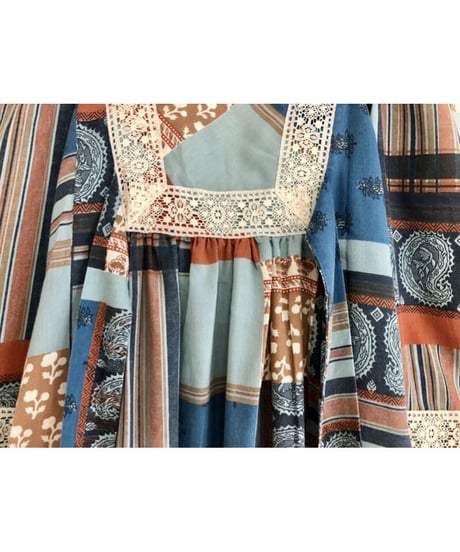 70's patchwork print dress