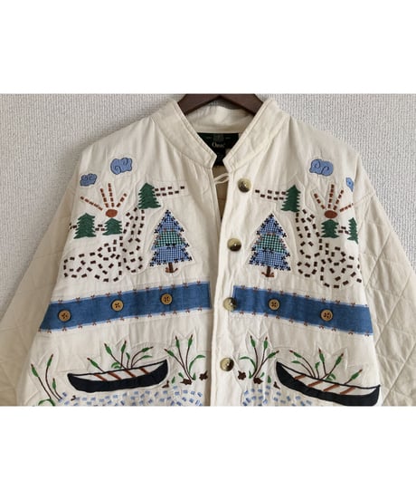 forest motif quilting jacket
