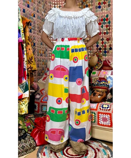 marimekko bo-boo super wide leg pants（70s fabric）A