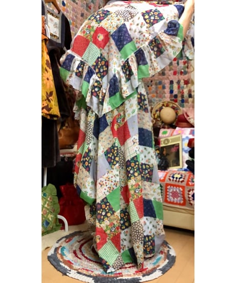 70s patchwork print dress