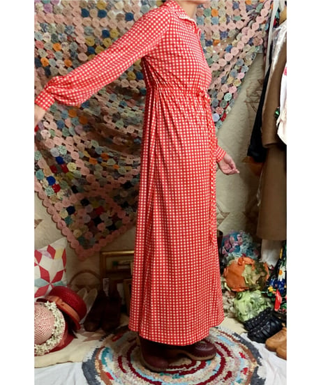 70s checkered polyester dress