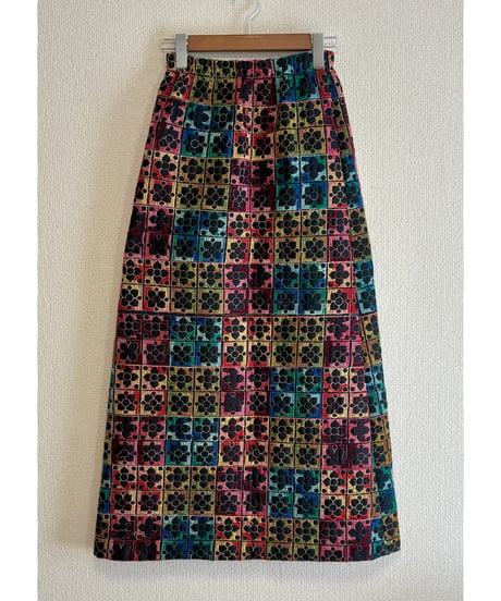 70s embroidered quilting skirt