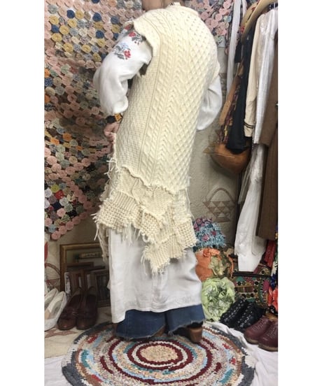 original upcycling cable  knit  vest one-piece