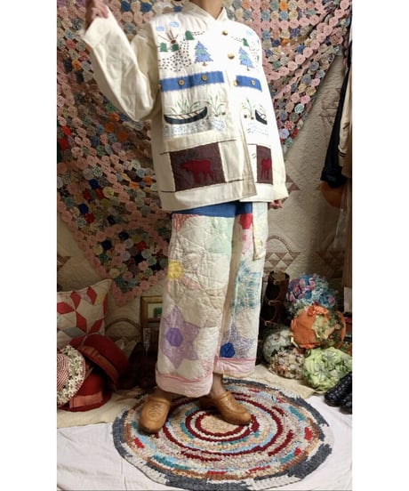 forest motif quilting jacket