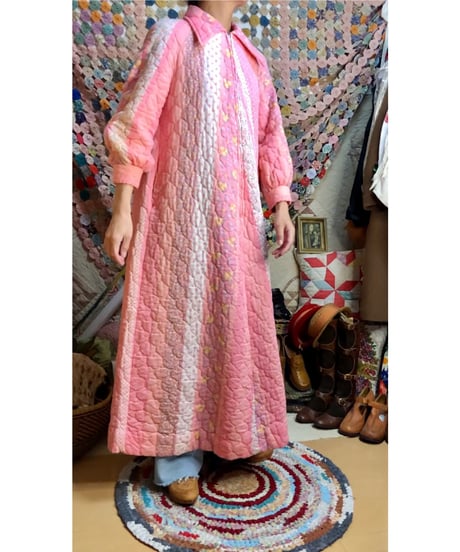 70s quilted flower dress