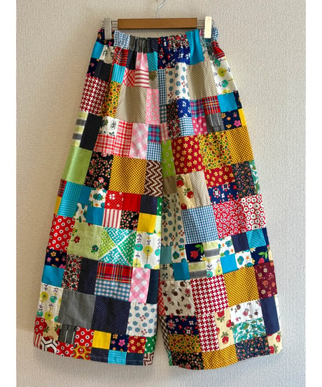 patchwork super wide leg pants