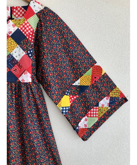 70's patchwork print dress