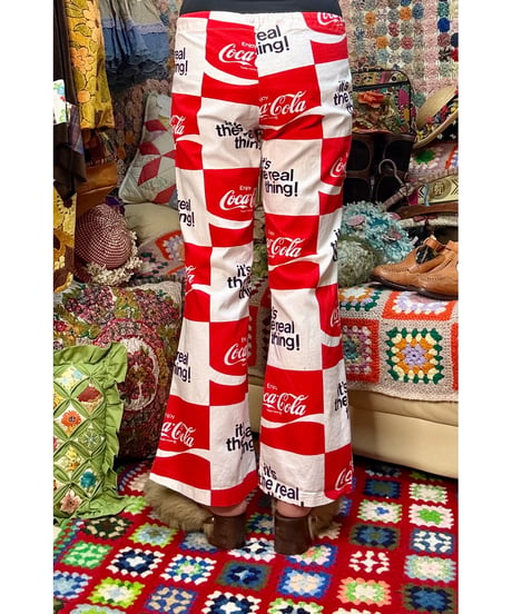 70s coca-cola print cotton pants
