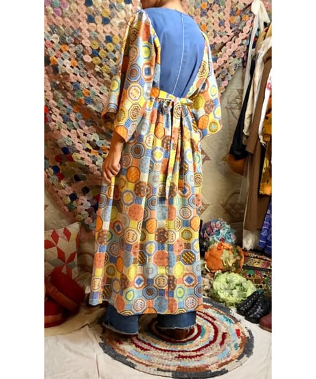 70's patchwork print one-piece ②