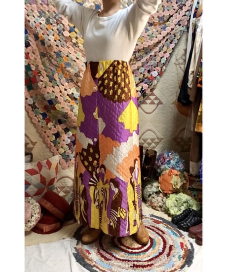 oriental print quilting skirt