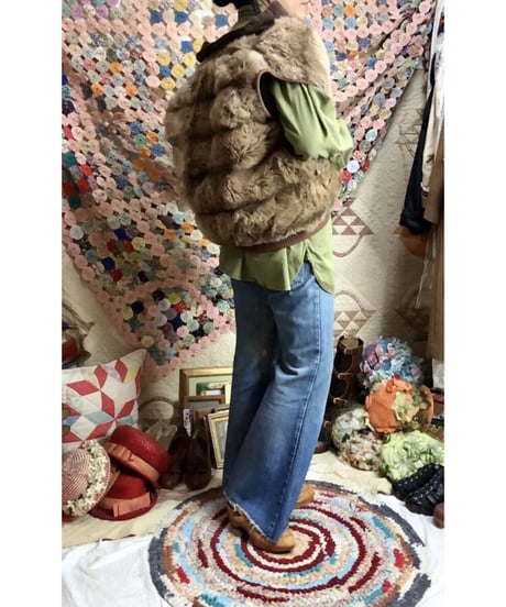 70-80's hansa branta by stearns faux fur down vest