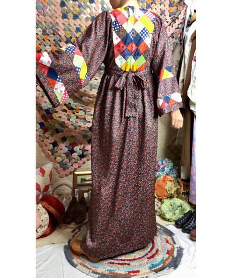 70's patchwork print dress