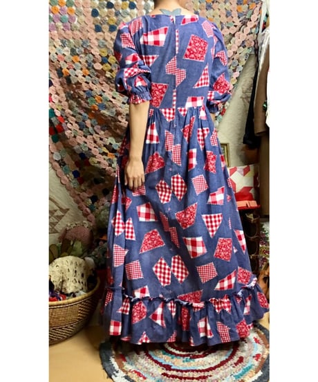 70s patch print dress