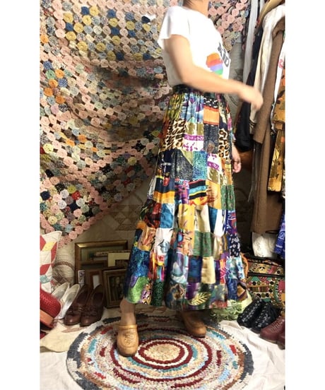 indian  rayon patchwork skirt