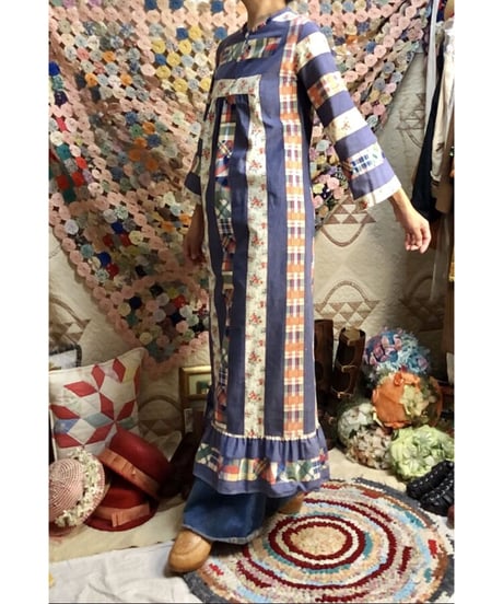 patchwork print dress