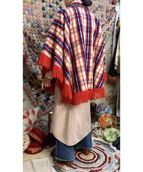 plaid fringe cape