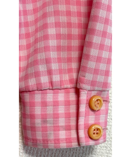 70s gingham polyester 2pc（jacket & pants）