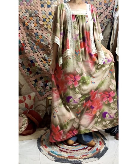 60-70's flower lace dress