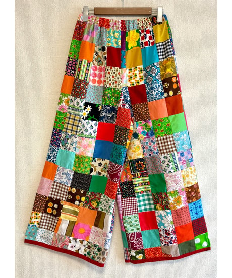 patchwork super wide leg pants