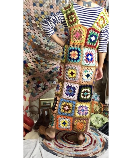 granny square one-piece beige