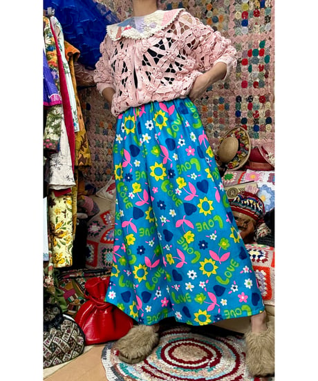 love and flower super wide leg pants（60-70s fabric）