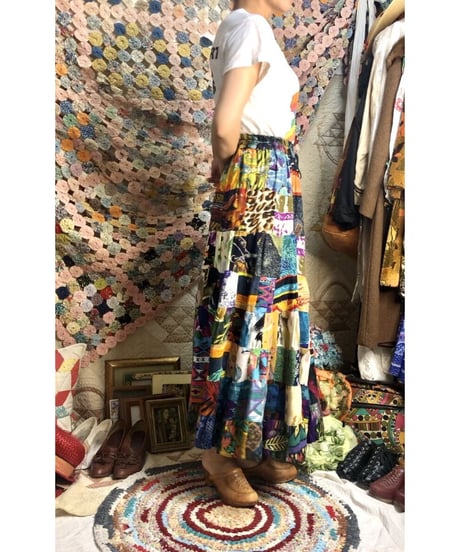 indian  rayon patchwork skirt