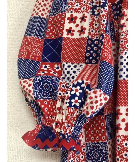 70's patchwork print one-piece