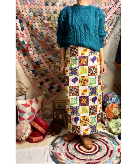 patchwork print quilting skirt