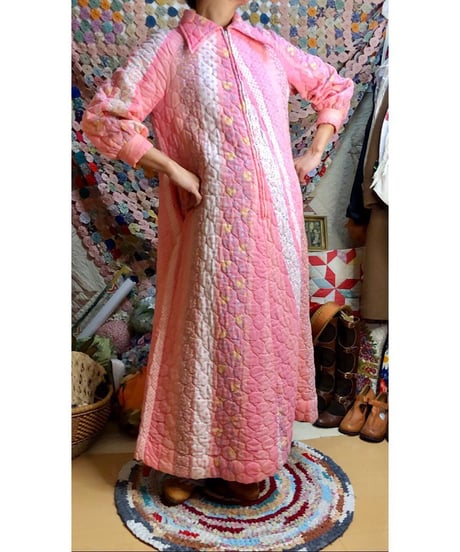 70s quilted flower dress