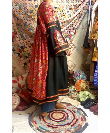 70's mirror work embroidered dress