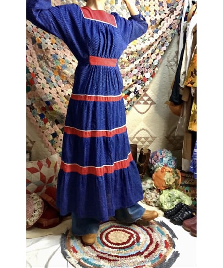 70's polka dots tiered dress