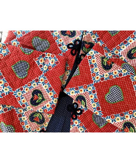 70s heart motif quilting jacket