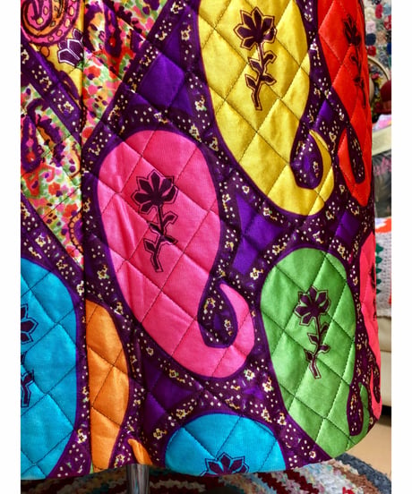 70s paisley quilting skirt