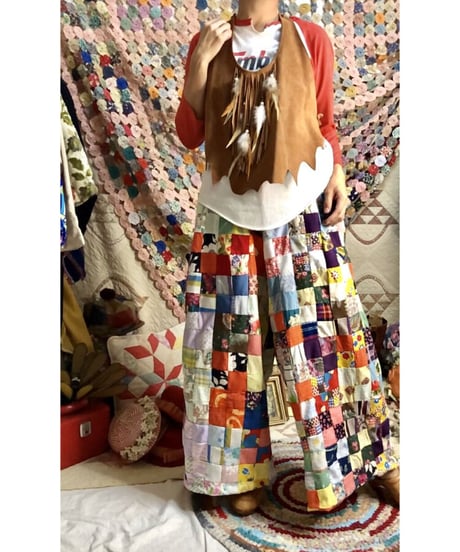 patchwork super wide pants