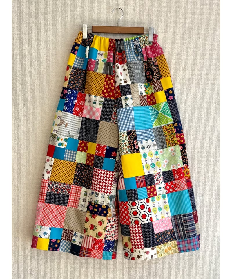70s patchwork wide leg pants | Quilt