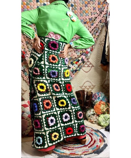 3D granny square flower blanket