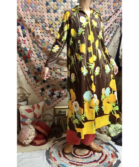 70's flower easy dress