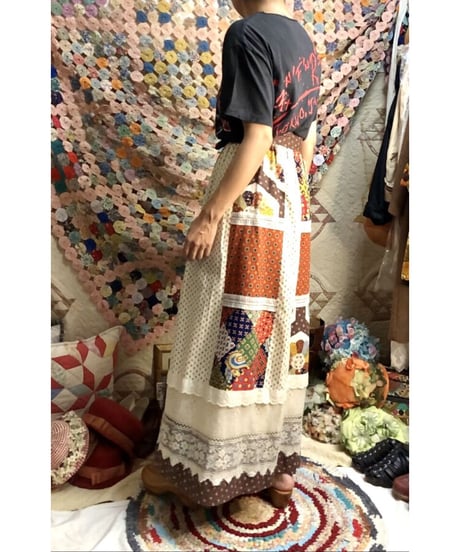 70's patchwork print skirt