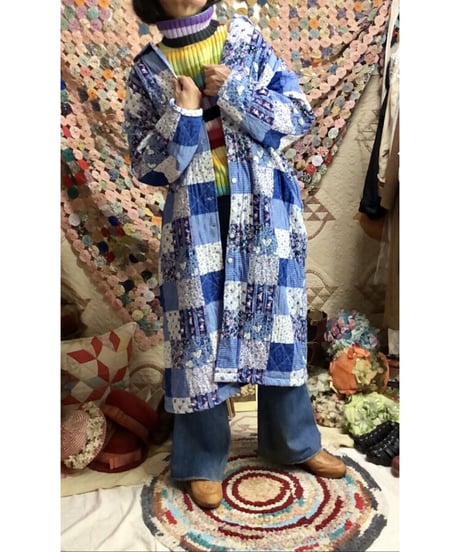patchwork print quilting coat