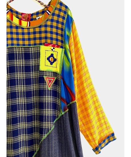 plaid beads rayon dress