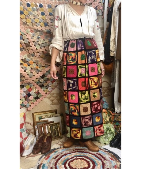 granny square skirt black