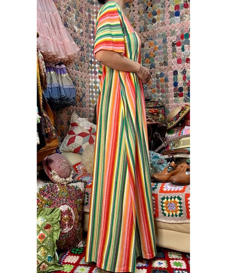 70s stripe pile dress