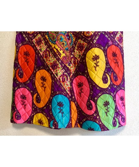 70s paisley quilting skirt