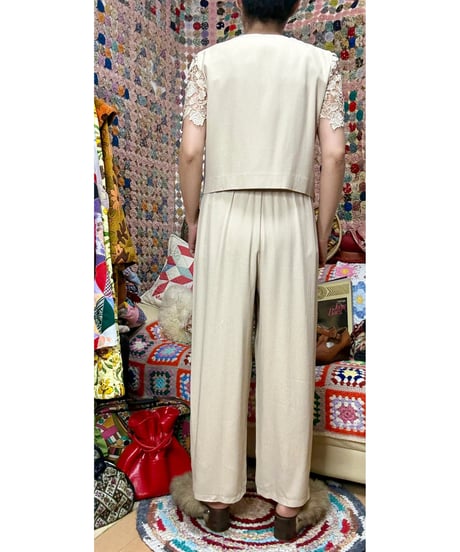 80s cut work lace jump suit