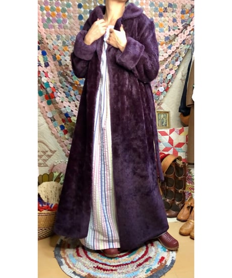 70s fleece eco fur robe