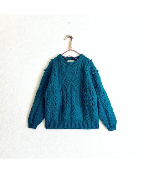 pom pom fisherman sweater  green