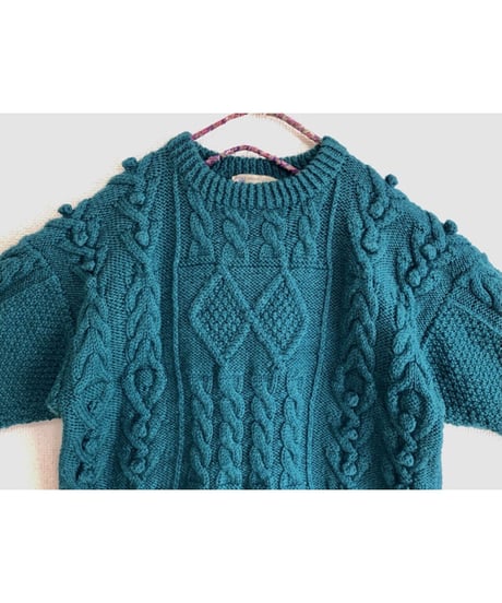 pom pom fisherman sweater  green