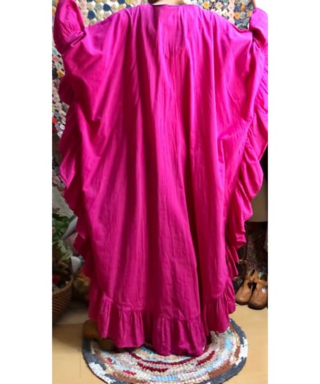 80s ruffle cotton dress