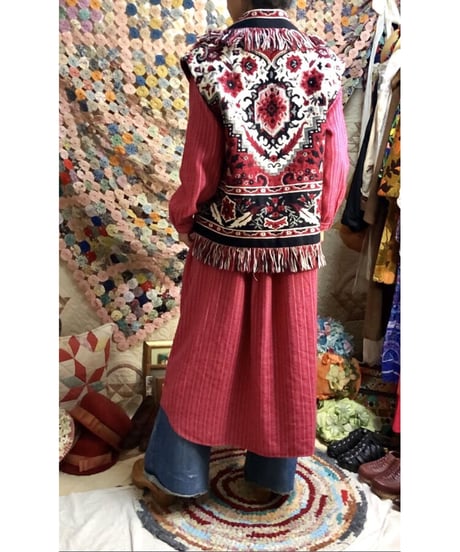 tapestry fringe concho vest