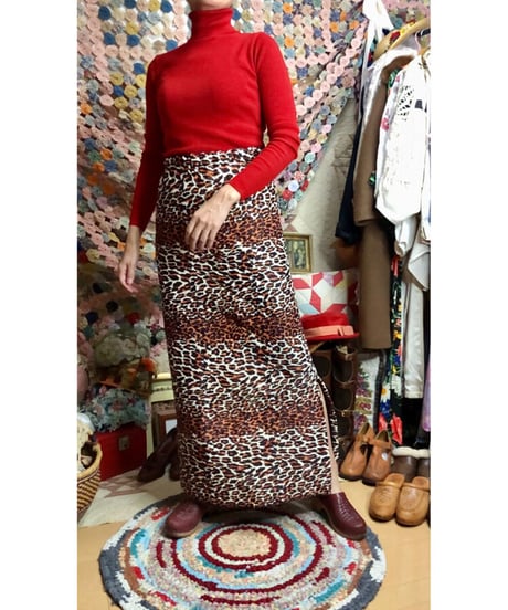 70s quilting leopard skirt